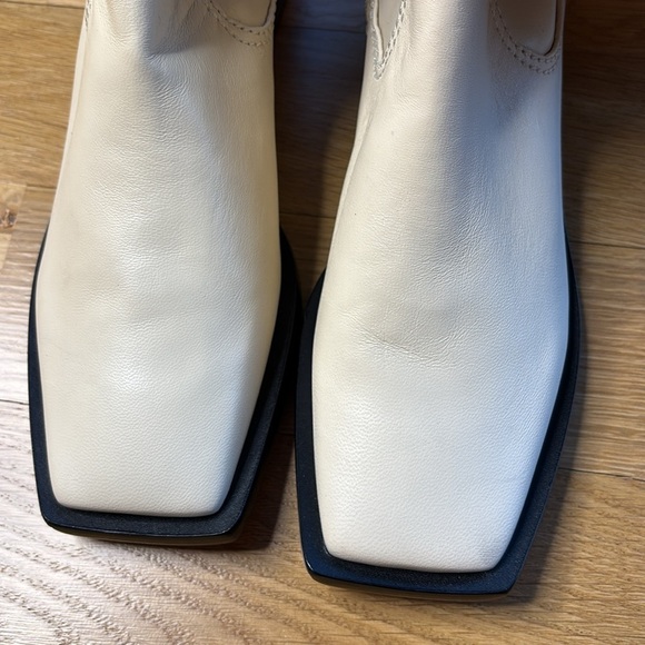 Schutz Over the Knee Leather Boots Guily Eggshell Square Toe NWOB Size 6.5 - Picture 4 of 11